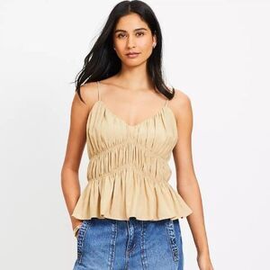 Loft Smocked V-Neck Peplum Cami